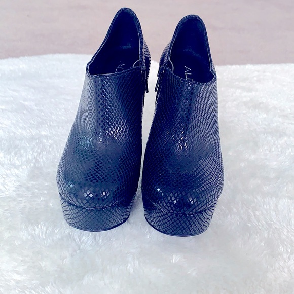 Aldo Black High Heeled Snake Skinned Ankle Boot - Picture 5 of 7